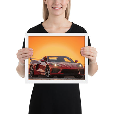 C8 Corvette Sunset Framed Luster